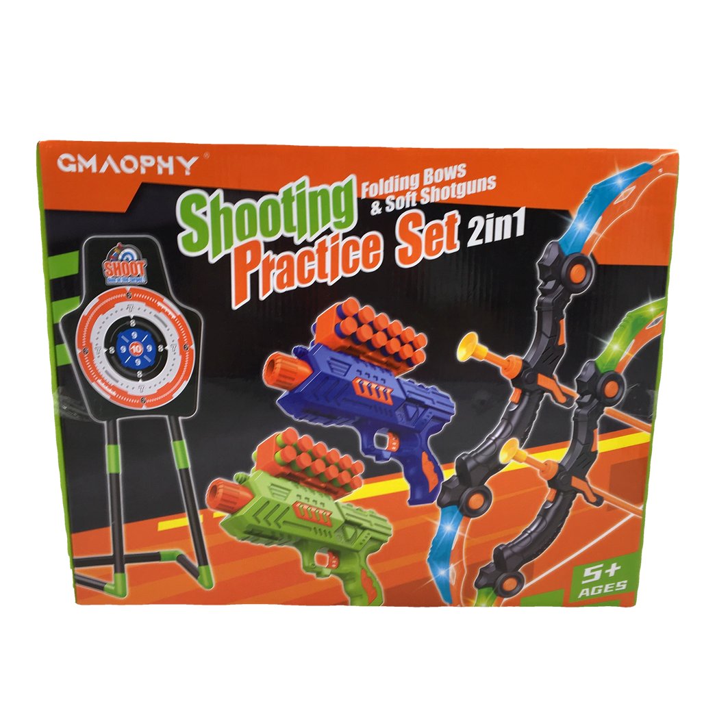 Gmaophy 2-in-1 Folding Bows & Soft Shotguns Shooting Practice Set Ages 5&Up DEMO