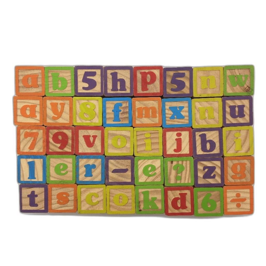 Wooden Learning Blocks Educational Playing Cubes Letters Numbers & Items