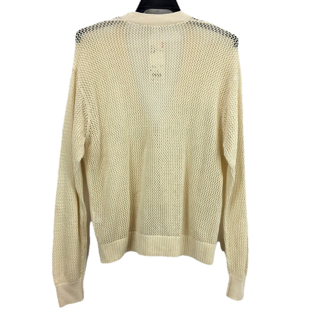 Chic UNIQLO Beige Mesh Knit Cardigan - Long Sleeve Button-Up for Women
