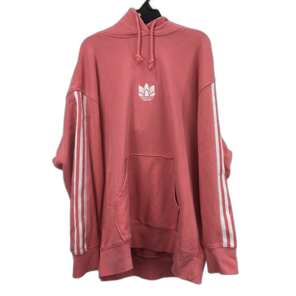 Adidas Blush Pink Cotton Hooded Sweater Jumper Hoodie Ladies Size UK 14