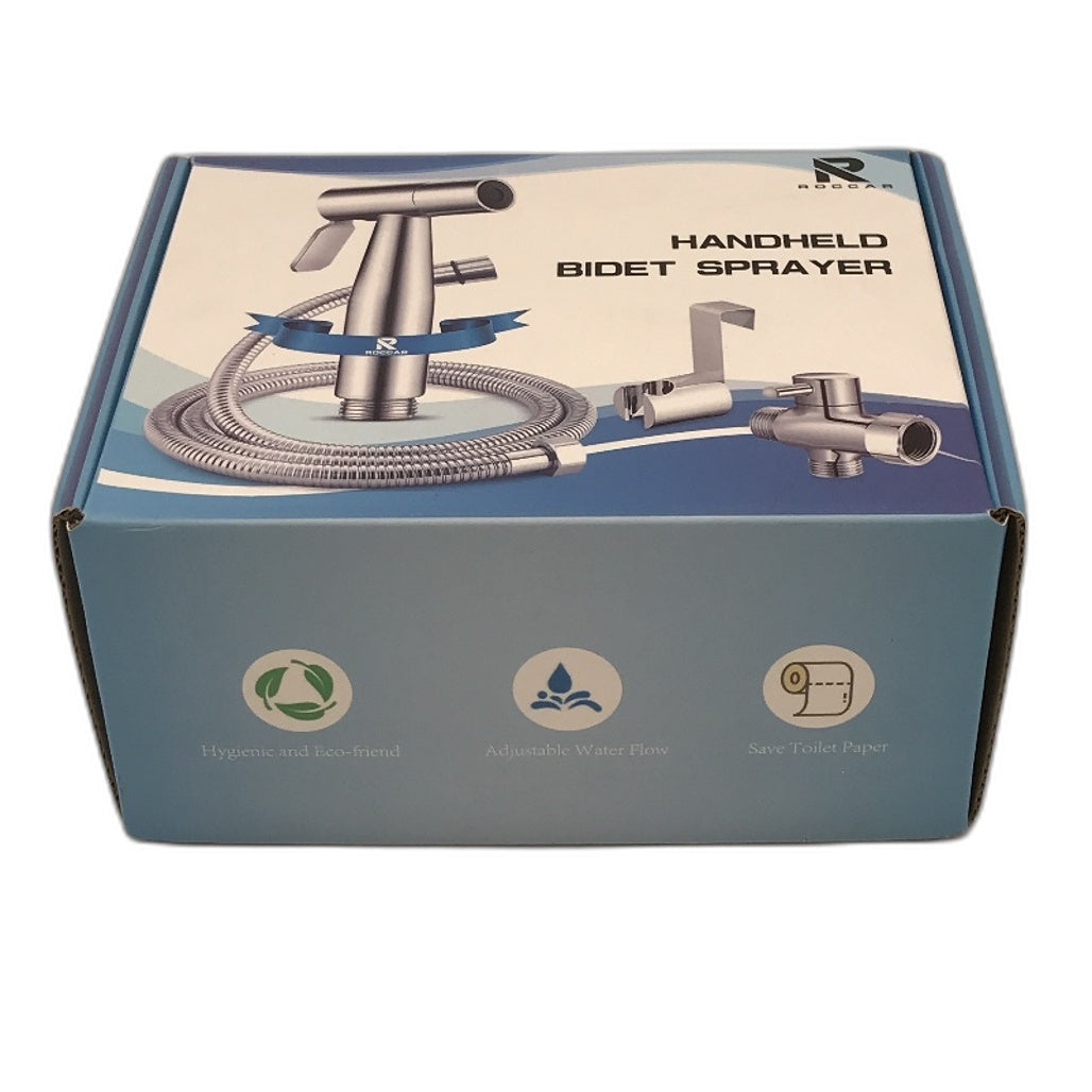 Roccar Handheld Bidet Brushed Silver Handheld Toilet Sprayer Kit with Hose NEW