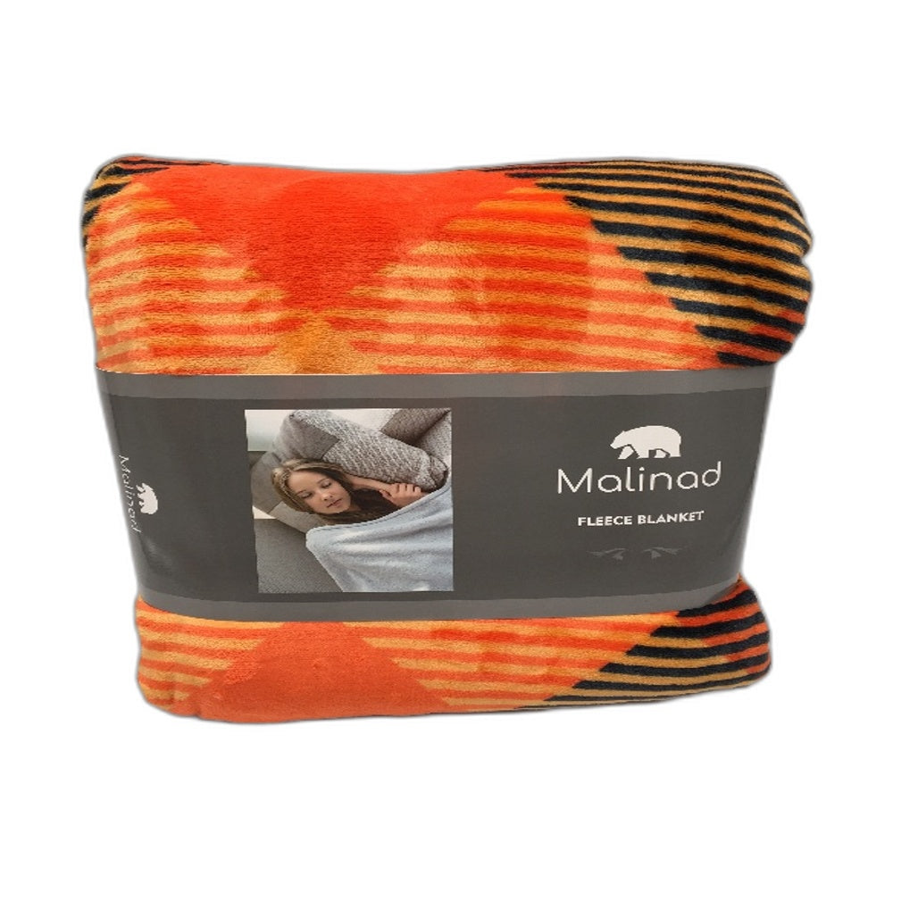 Malinad Plaid Orange Yellow & Black Flannel Fleece & Sherpa Throw Blanket NEW Orange&Yellow&Black - Polyester Durable Lightweight NEW