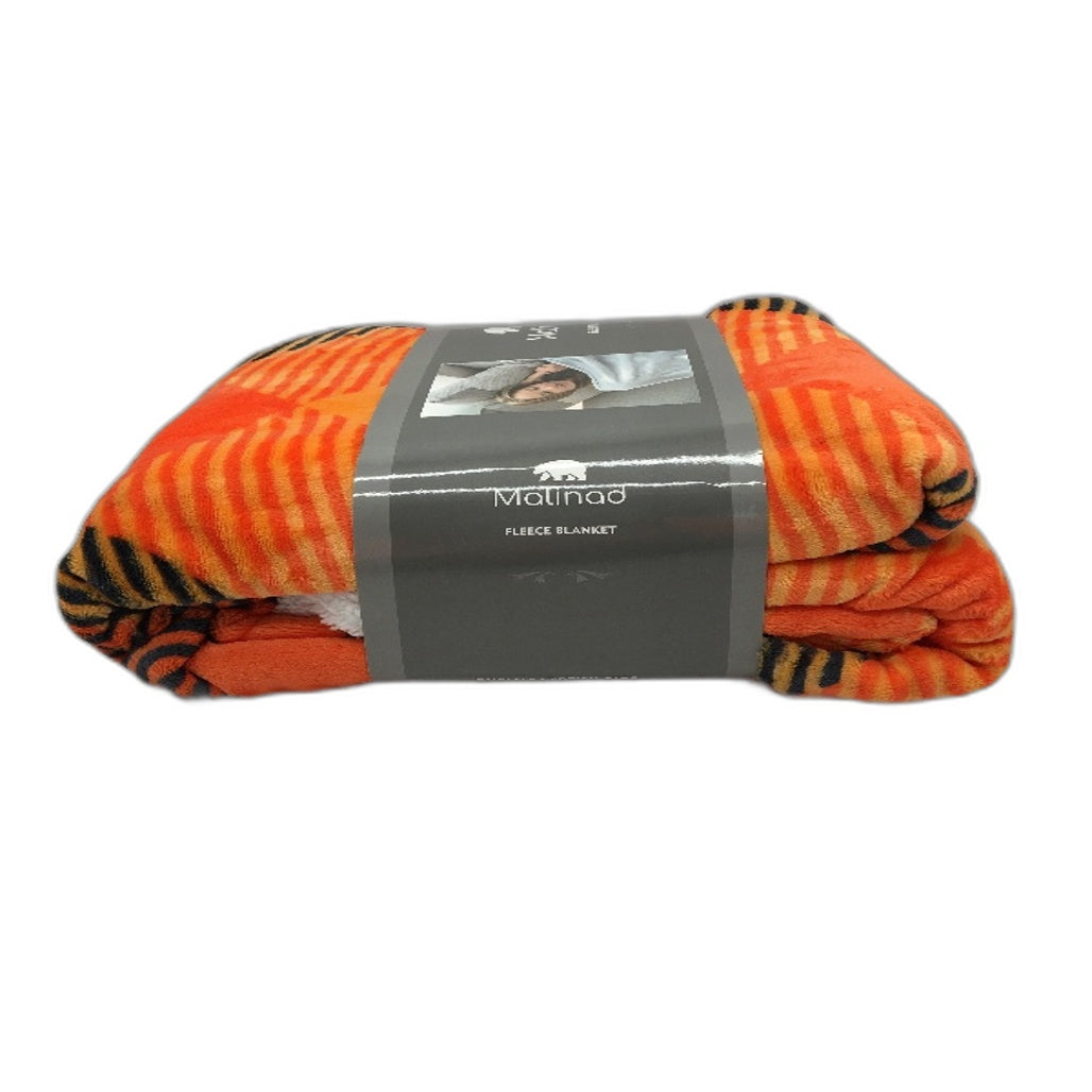 Malinad Plaid Orange Yellow & Black Flannel Fleece & Sherpa Throw Blanket NEW Orange&Yellow&Black - Polyester Durable Lightweight NEW