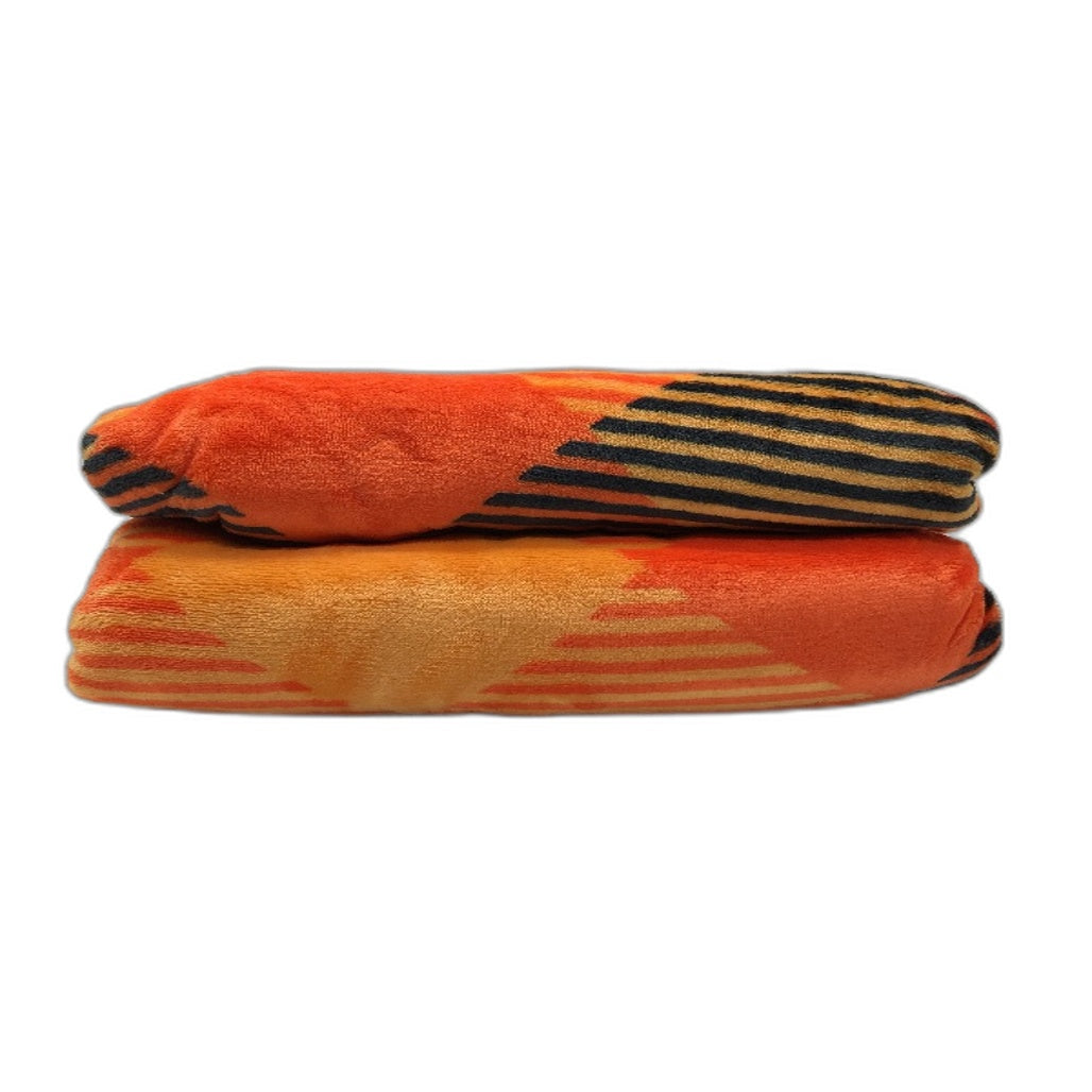 Malinad Plaid Orange Yellow & Black Flannel Fleece & Sherpa Throw Blanket NEW Orange&Yellow&Black - Polyester Durable Lightweight NEW