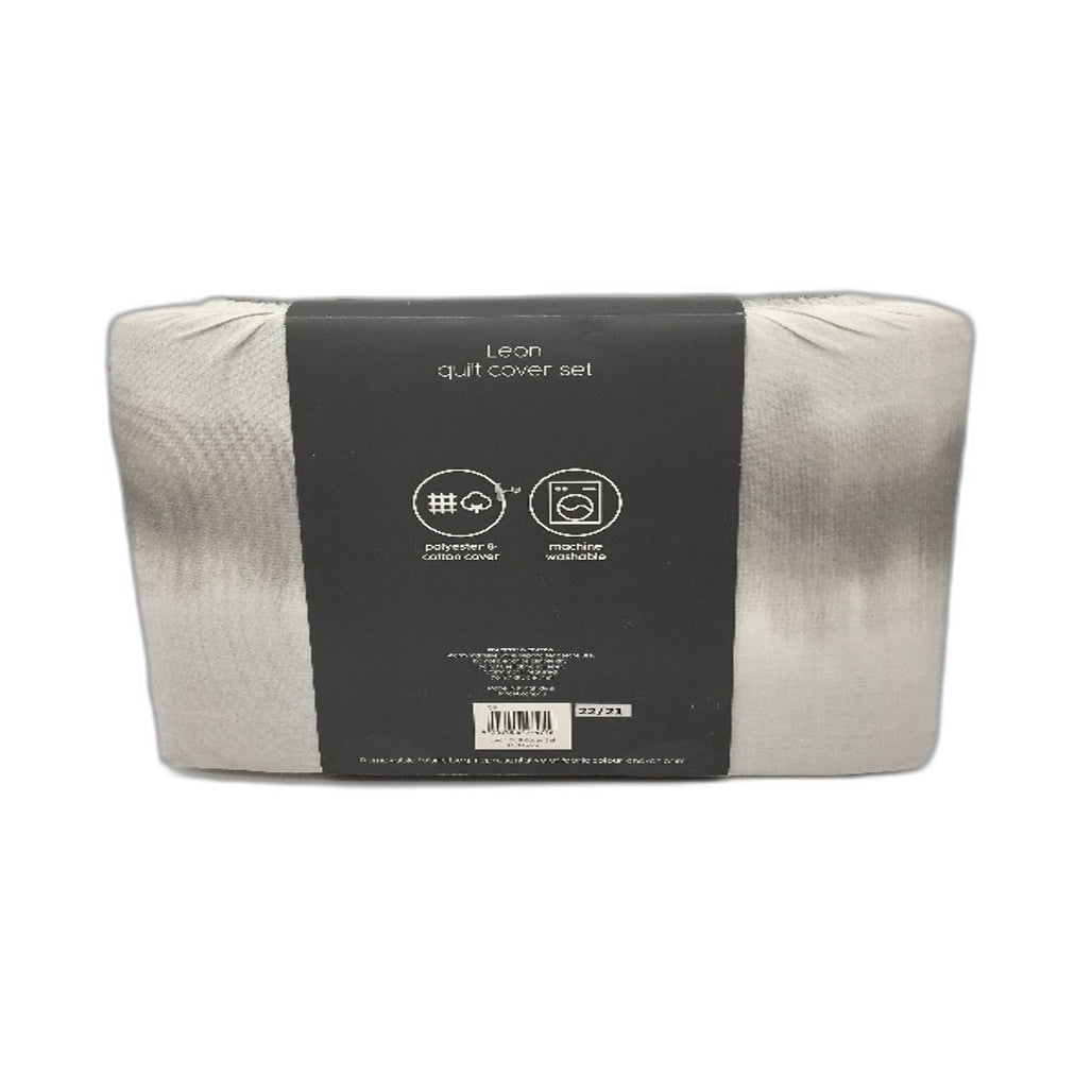 Target Home Leon 180TC White & Grey Faded Stripe Quilt Cover Set QUEEN White&Grey - Cotton Polyester Blend Durable Lightweight NEW