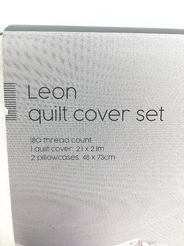 Target Home Leon 180TC White & Grey Faded Stripe Quilt Cover Set QUEEN White&Grey - Cotton Polyester Blend Durable Lightweight NEW