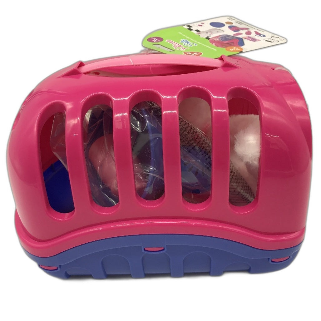 Playgo 9pcs White Cat Vet Visit Petcare Set Pink&Purple Plastic - Durable Fast Shipping NEW