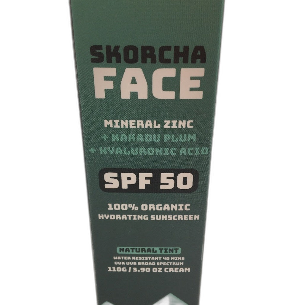 Skorcha Face 3pk SPF 50 Organic Hydrating Natural Tint Sunscreen 110g NEW