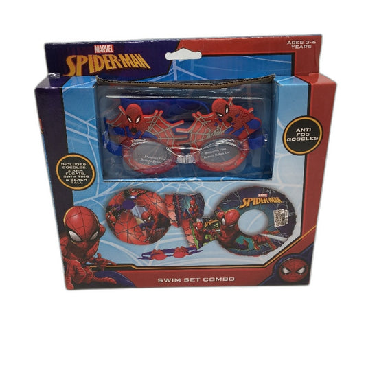 Spider-Man 5pc Swim Set Combo incl Goggles  Floaties & Beach Ball Ages 3+ NEW