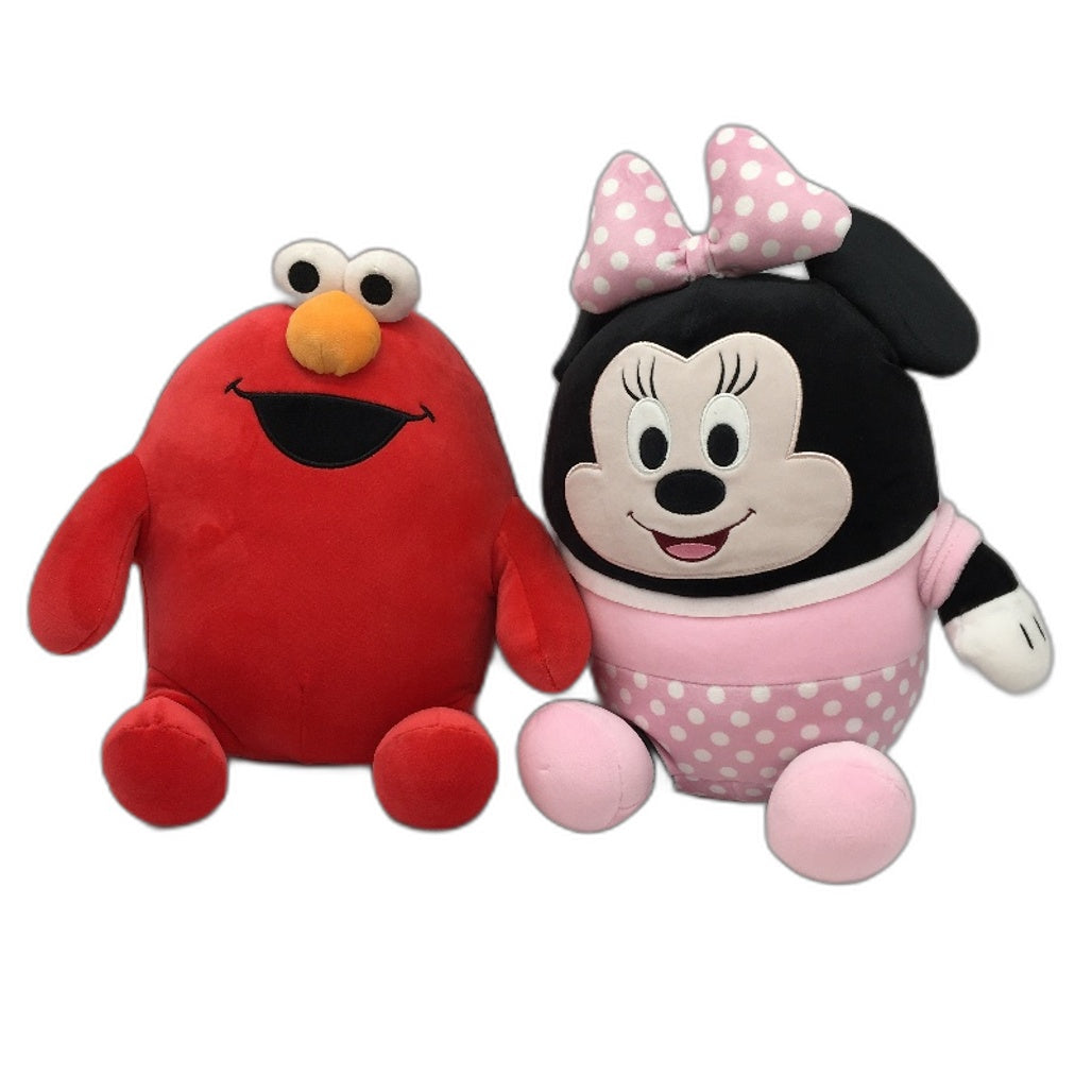 Headstart 2pk 35cm Elmo & Minnie Mouse Rounded Soft Plush Toys Red&Pink - Polyester Fiber Durable Lightweight NEW