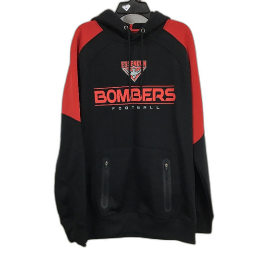 AFL Essendon Bombers Red And Black Hooded Sweater Jumper Mens Size S NEW