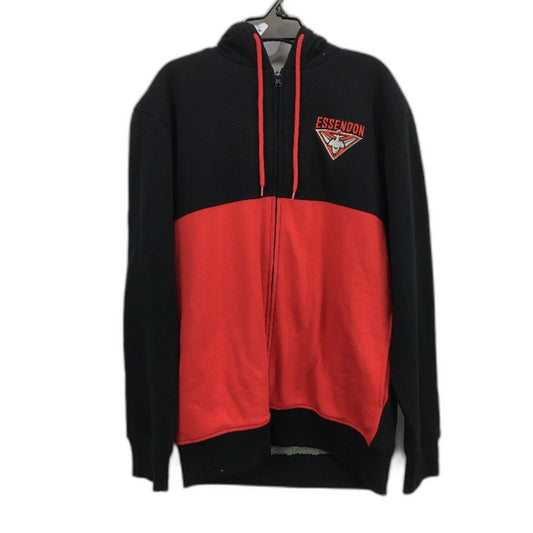 AFL Essendon Bombers Red And Black Hooded Fleece Lined Jumper Mens Size S NEW