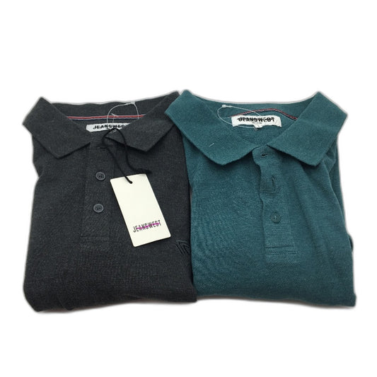 Jeanswest 2 Pack Knit 100% Cotton Green Grey Casual Polo Shirts Mens Sz L NEW