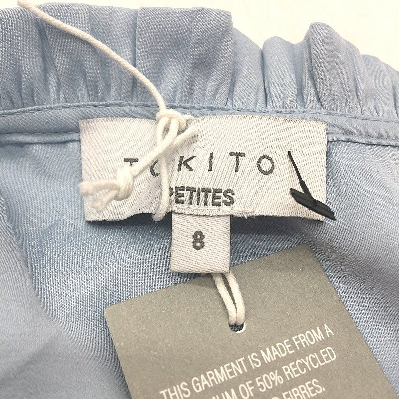 Tokito Petites Sorbet Scene Blue Short Sleeve V Neck Top Ladies Size 8 NEW