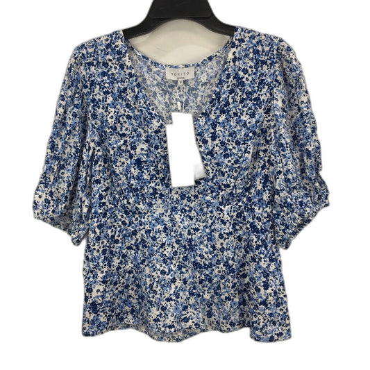 Tokito Petites Shoreside Blue White Floral Viscose Top Ladies Size 10 NEW