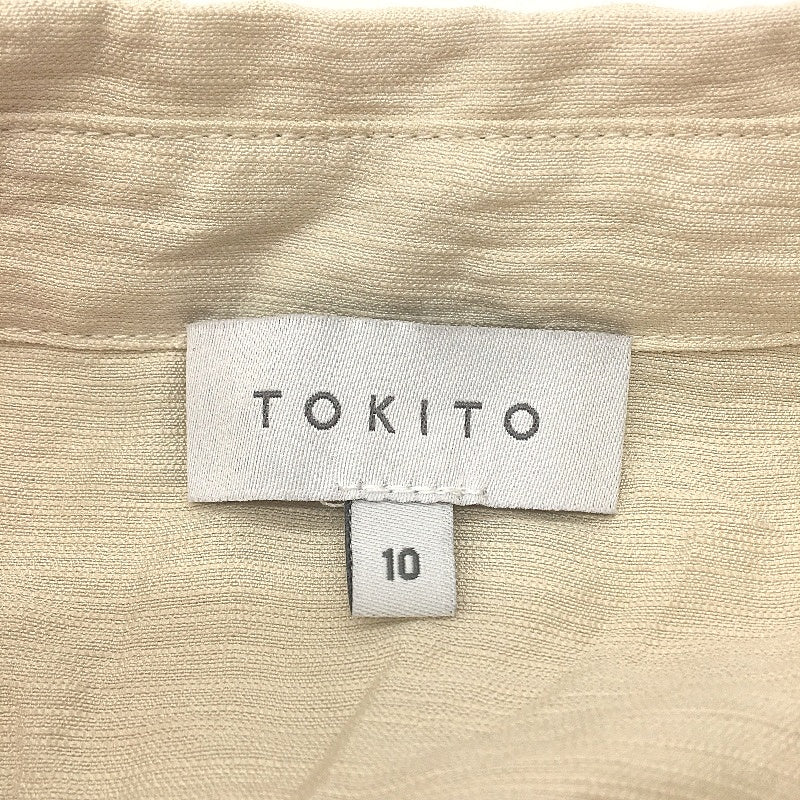 Tokito Petites Stone Beige Cuff Sleeve Button Up Shirt Sample Ladies Size 10 NEW