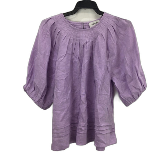 Piper Lilac Mauve Round Pleated Neck Mid Sleeve Top Ladies Size 10 NEW