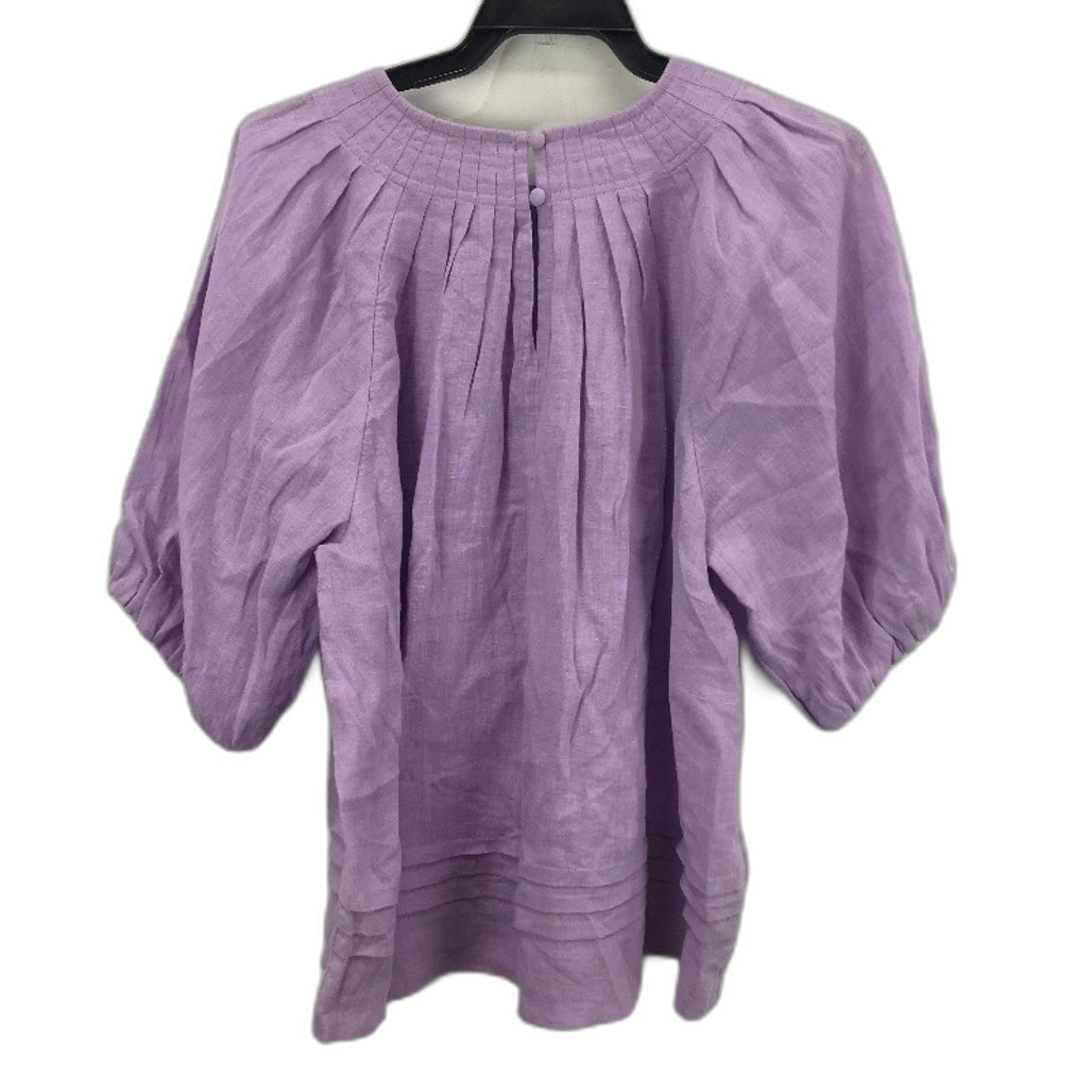 Piper Lilac Mauve Round Pleated Neck Mid Sleeve Top Ladies Size 10 NEW