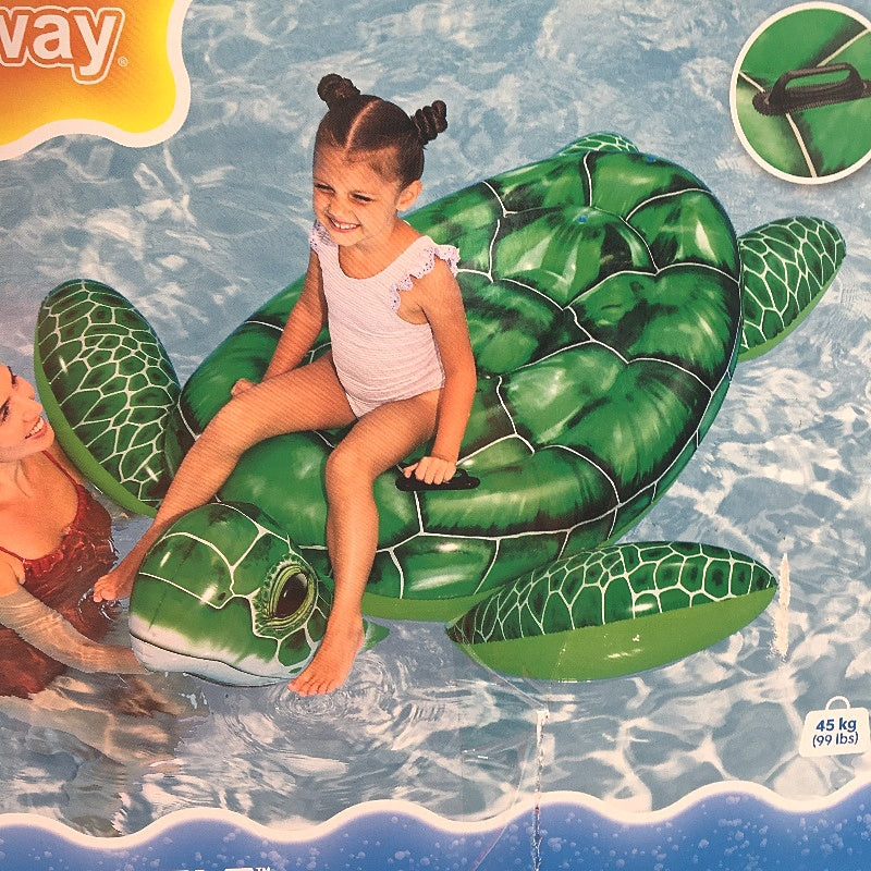 Bestway Inflatable Green Tidal Turtle Pool Floaty Ride-On with Handles NEW