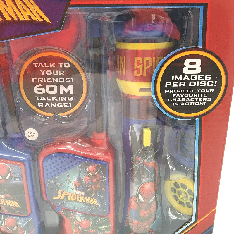 Marvel Spiderman Walkie Talkie Slideshow Projector Torch Combo Set Ages 5 Up NEW