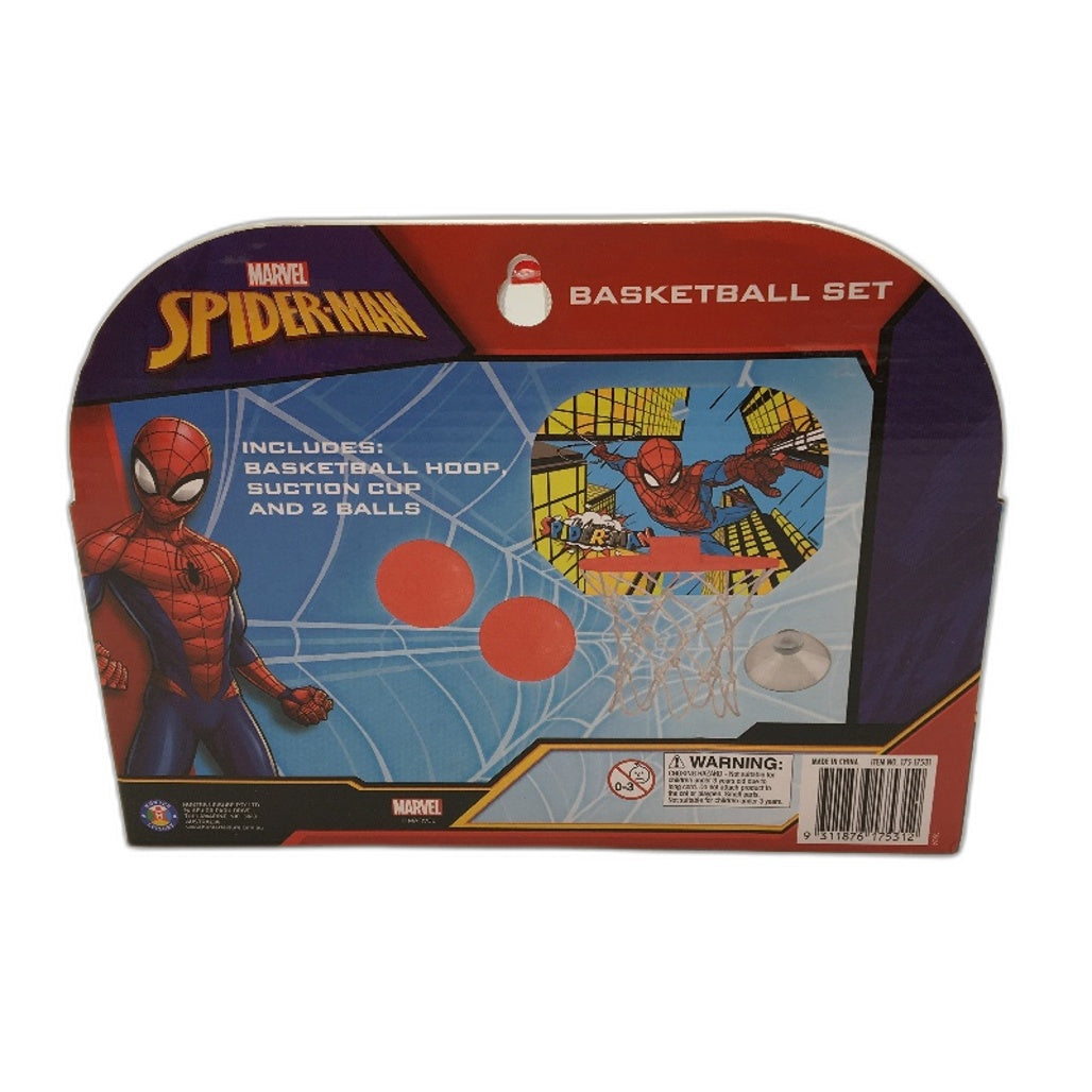 Marvel Spiderman Basketball Set Suction Cup Hanging Ring & Balls Mini NEW