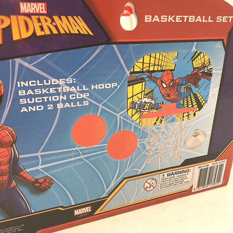 Marvel Spiderman Basketball Set Suction Cup Hanging Ring & Balls Mini NEW