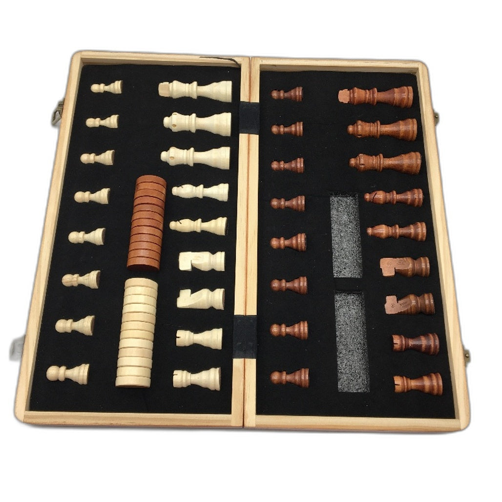 JoneyTech Wooden Chess&Checkers Game Set Magnetic Board Foldable&Portable NEW