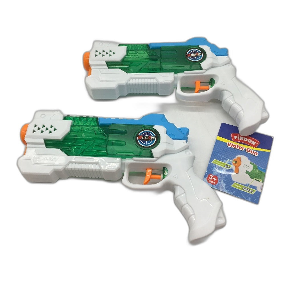 Findon Blue & White Water Gun 2 Pack For Ages 3 Plus Years Beach & Pool Fun - Durable & Lightweight NEW