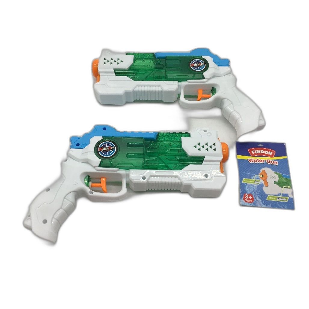 Findon Blue & White Water Gun 2 Pack For Ages 3 Plus Years Beach & Pool Fun - Durable & Lightweight NEW