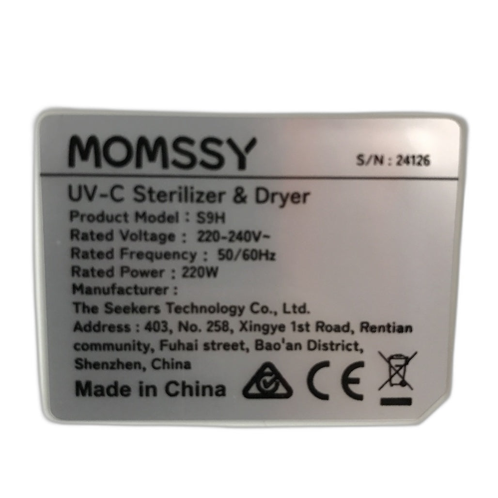 Momssy UV C Steriliser And Dryer For Baby Bottles 18L Fast And Effective NEW
