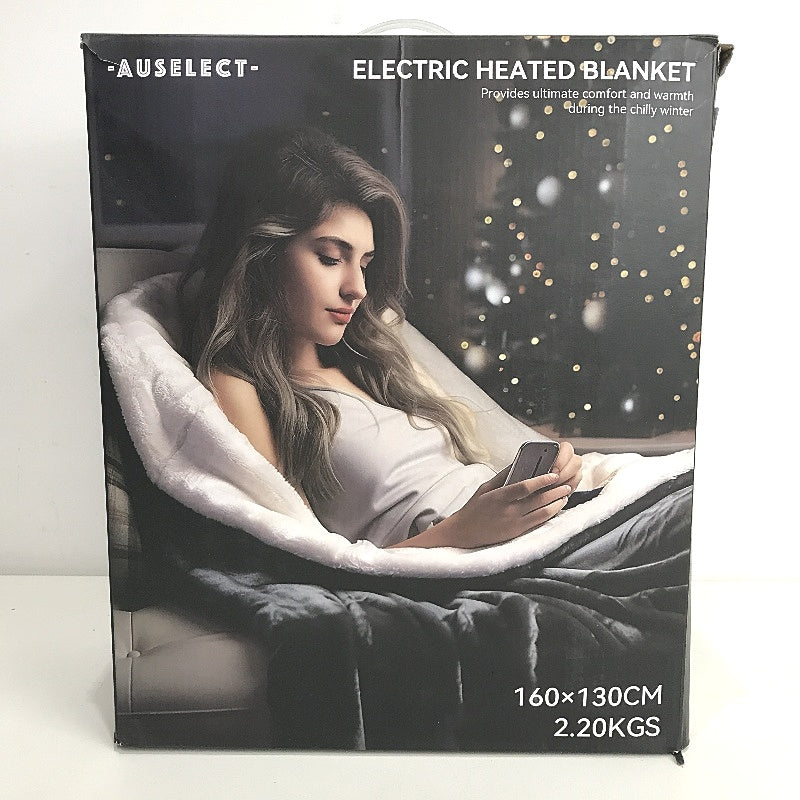 Auselect Electric Heated Soft Flannel And Sherpa Blanket Throw NEW
