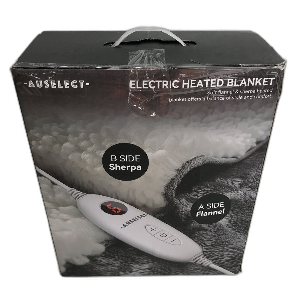 Auselect Electric Heated Soft Flannel And Sherpa Blanket Throw NEW