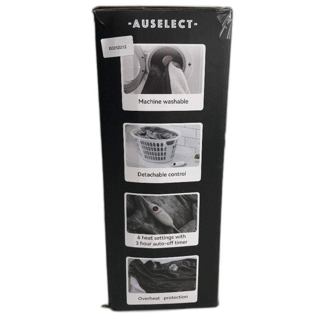 Auselect Electric Heated Soft Flannel And Sherpa Blanket Throw NEW