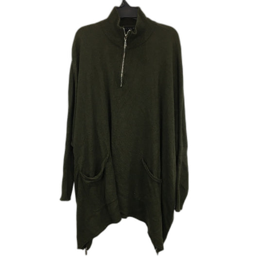 Showroom Knit Quarter & Side Zip Loose Fit Green Sweater Ladies Size M/L