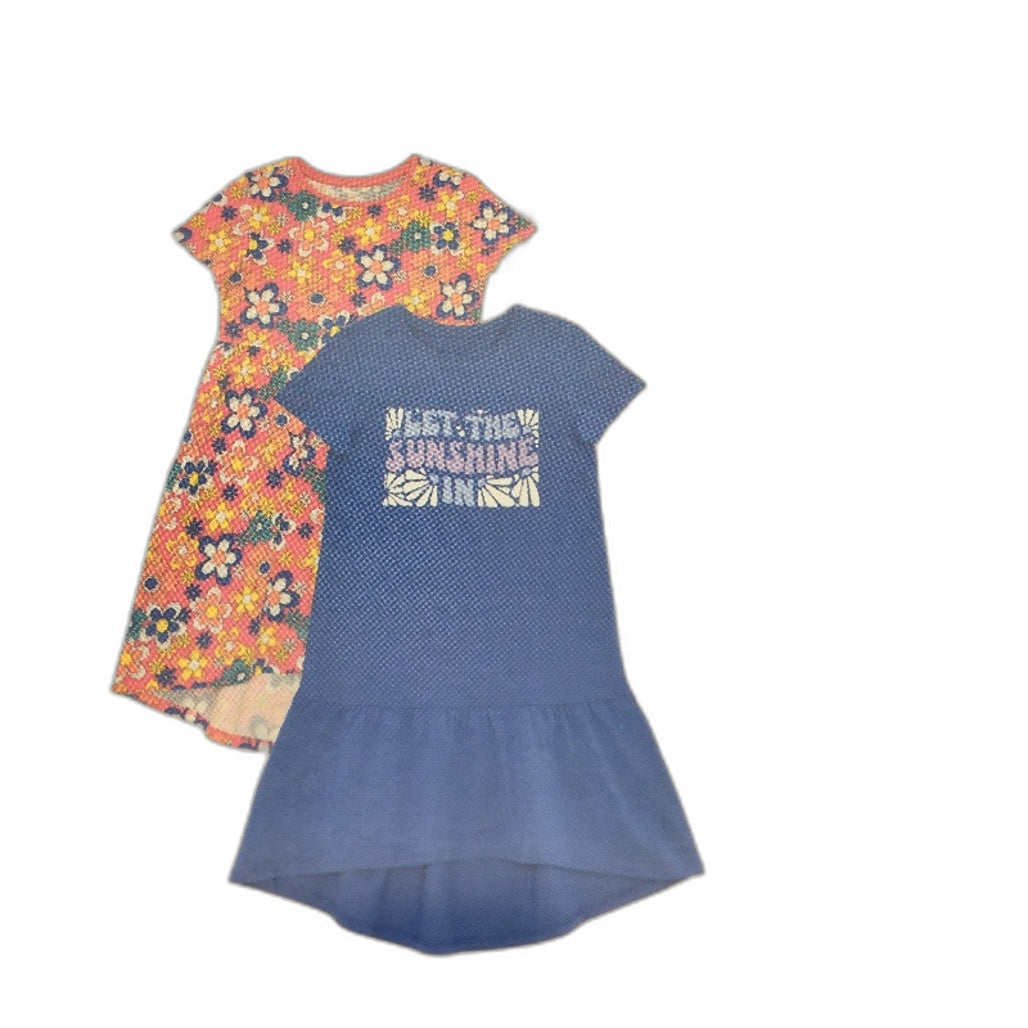 Lily & Dan 2 x 3Pks Fit & Flare 100% Cotton Multicoloured Girls Dresses Sz 4 - Lightweight Cotton Fast Shipping NEW