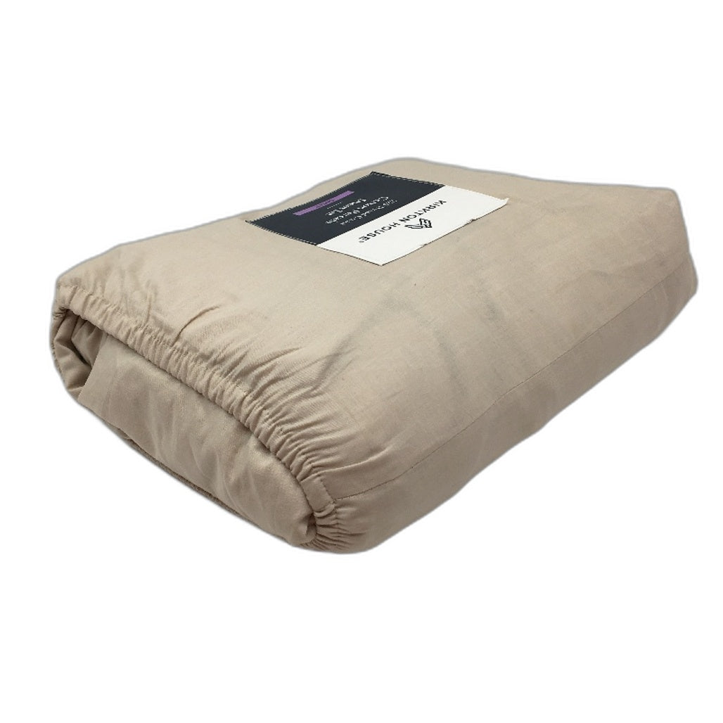 Kirkton House Taupe 225 Thread Count Cotton Percale Sheet Set QUEEN Cream - Durable Lightweight NEW
