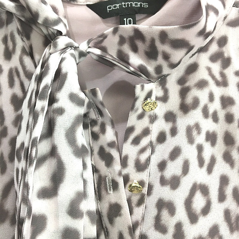 Portmans Animal Print Mauve Pink Fully Lined Button Up Blouse Ladies Size 10 NEW