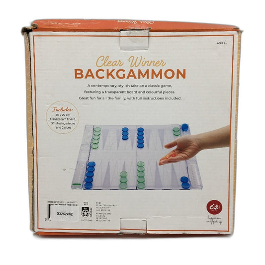 Isalbi Isalbi Clear Winner Backgammon Transparent Classic Board Game NEW Clear - Durable & Portable NEW
