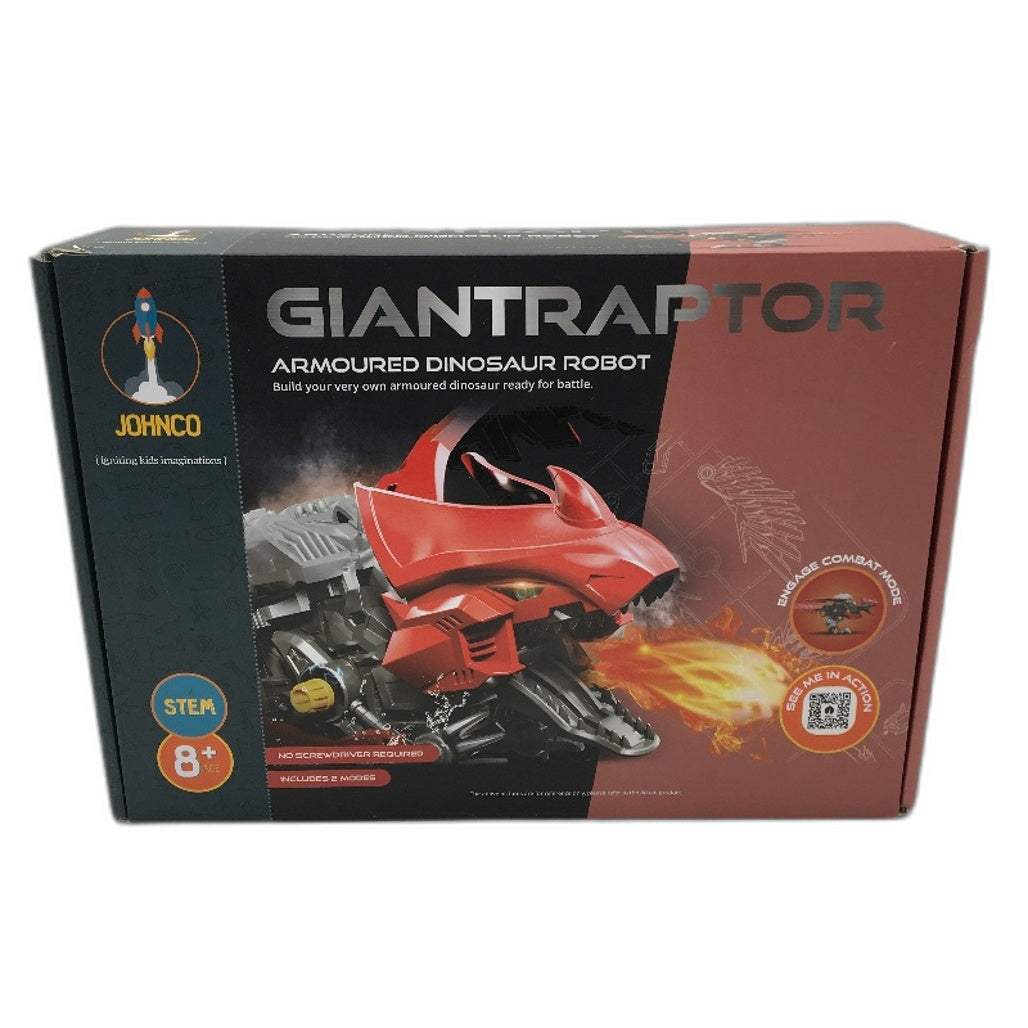 JohnCo Giantraptor BYO Armoured Dinosaur Velociraptor Robot for Ages 8 Yrs Red&Black - Durable, Lightweight, Fast Shipping NEW