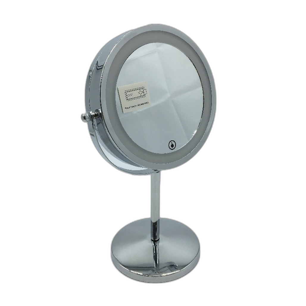 Silver LED Cosmetic Two Sided Mirror with 10x Mag USB & Battery Powered NEW
