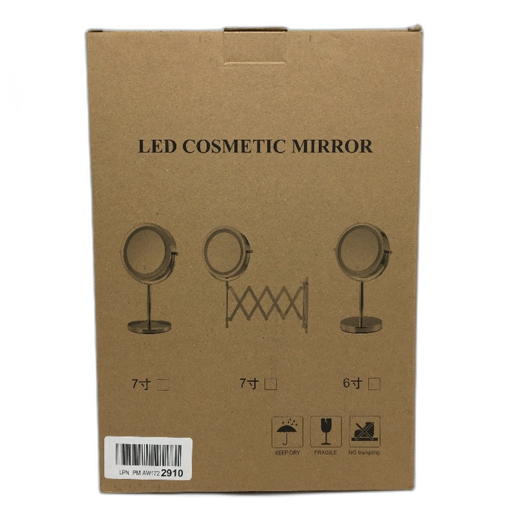 Silver LED Cosmetic Two Sided Mirror with 10x Mag USB & Battery Powered NEW