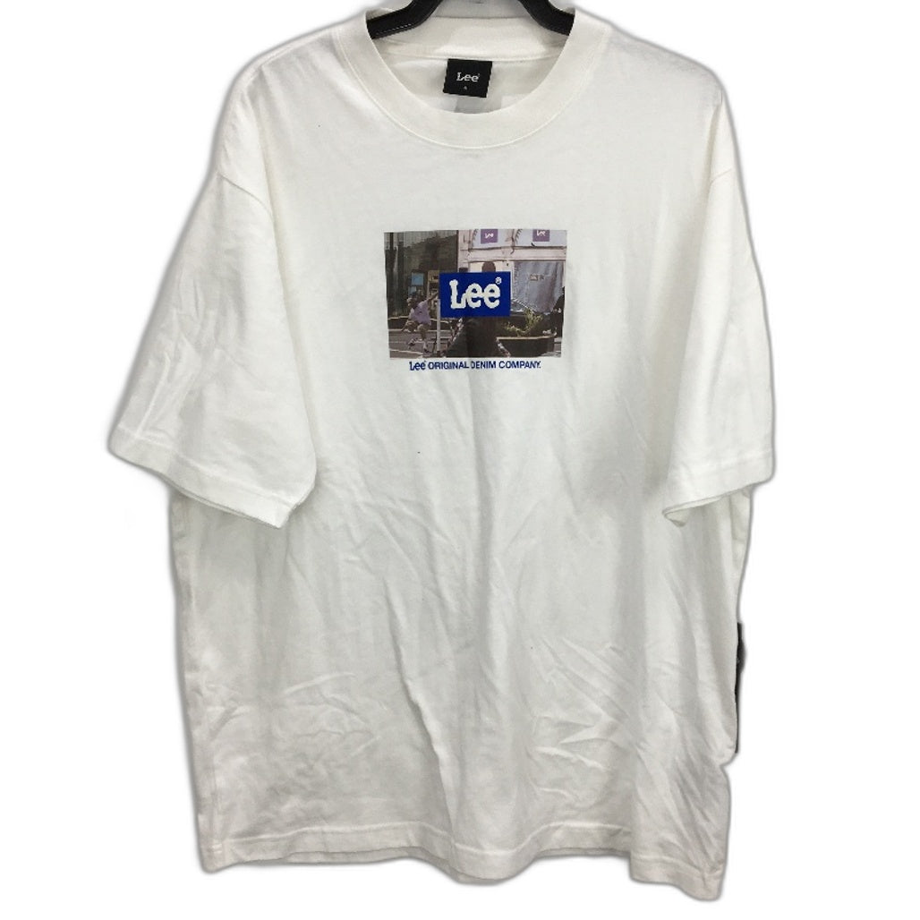 Lee Box Logo Baggy Recycled Cotton Vintage White Tee Shirt Mens Size Medium - White Cotton/Recycled Cotton Durable Design NEW