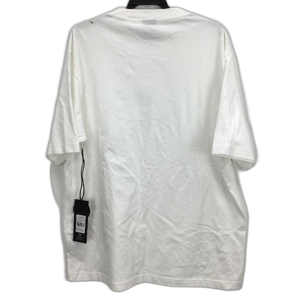 Lee Box Logo Baggy Recycled Cotton Vintage White Tee Shirt Mens Size Medium - White Cotton/Recycled Cotton Durable Design NEW