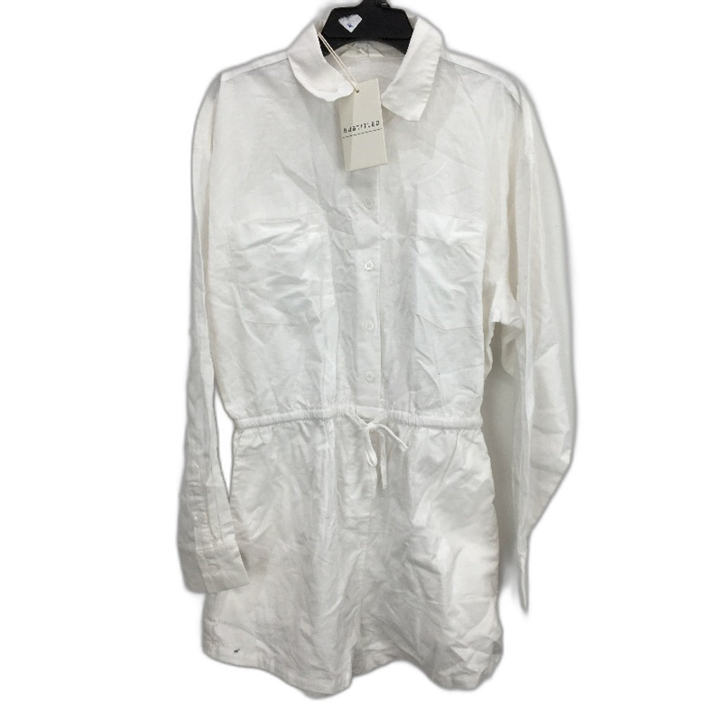 Subtitled Joslin Boxy Longsleeve Shirt White Playsuit Ladies Size XS - White Cotton/Linen Lightweight Design Fast Shipping NEW