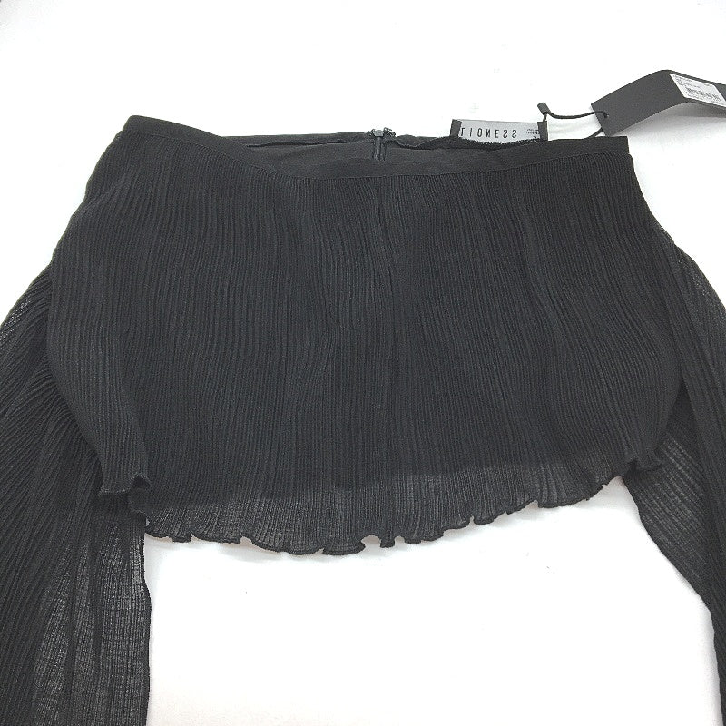Lioness Ford Onyx Black Sash Belt Plisse Mini Skirt Ladies Size Small - Black Polyester Durable Design NEW