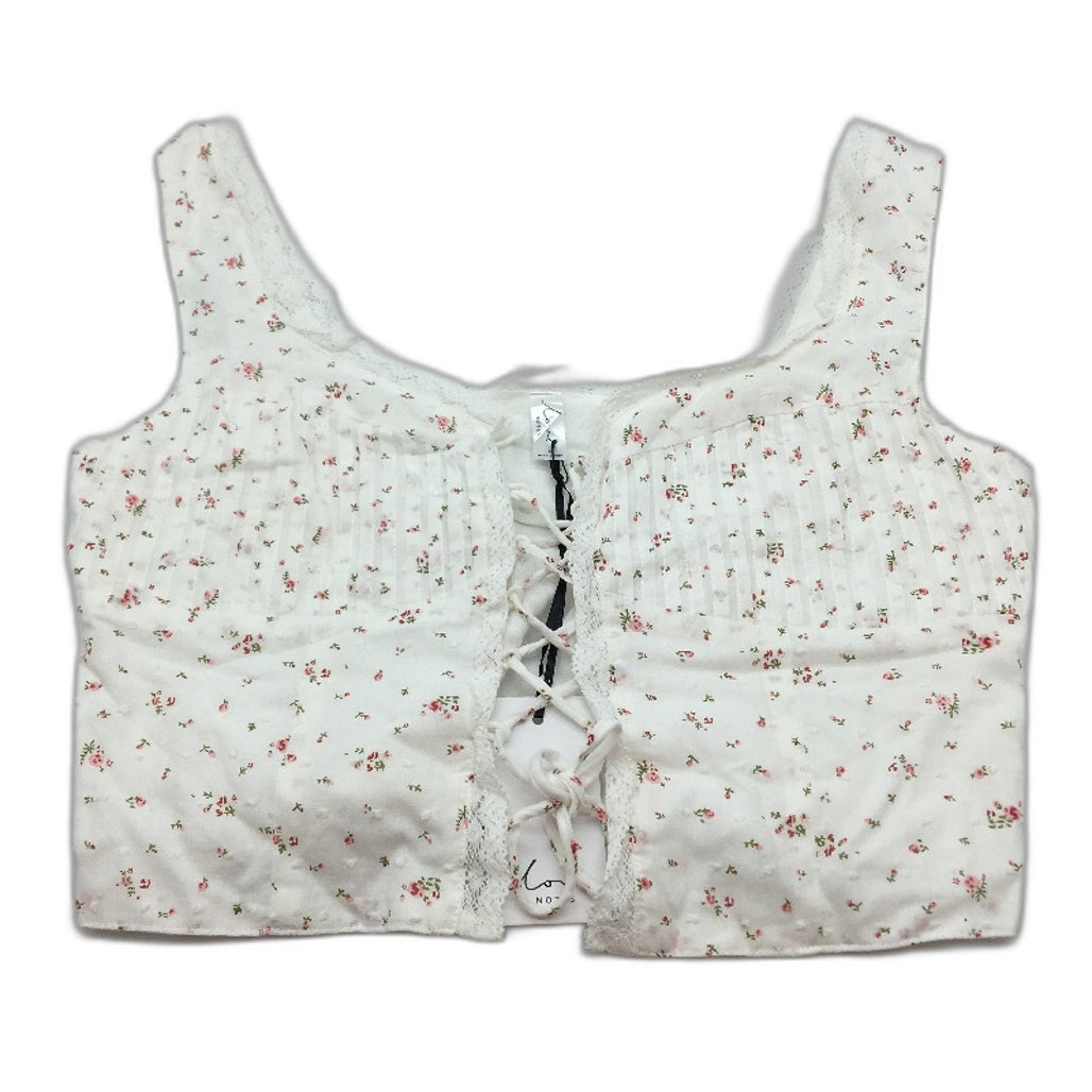 Love Notes Rosie Rose Pattern Tie Knot White Corset Top Ladies Size Small NEW