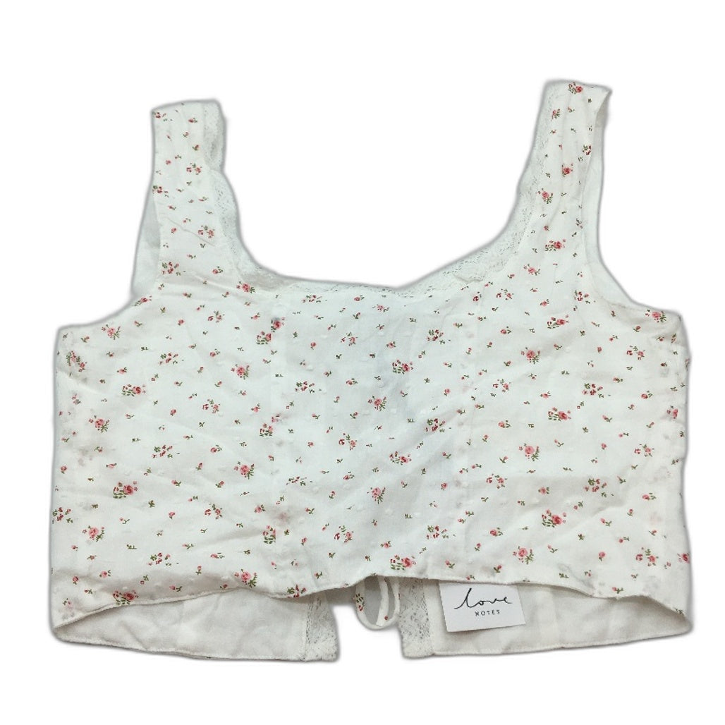 Love Notes Rosie Rose Pattern Tie Knot White Corset Top Ladies Size Small NEW