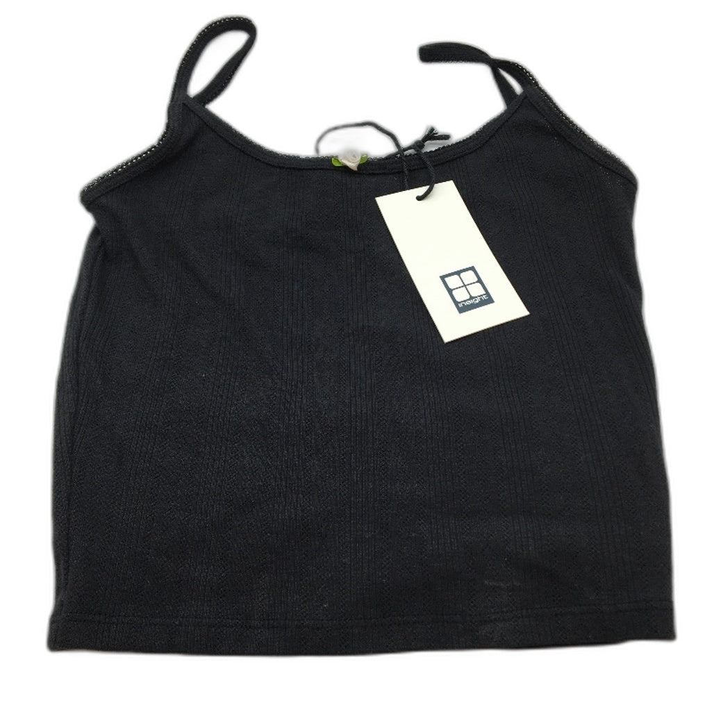 Insight Thrills Pointelle Pitch Black Rose Detail Tank Top Ladies Size XS NEW