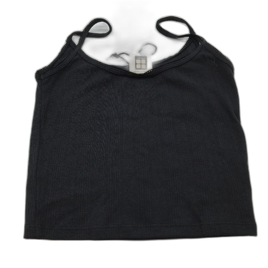 Insight Thrills Pointelle Pitch Black Rose Detail Tank Top Ladies Size XS NEW