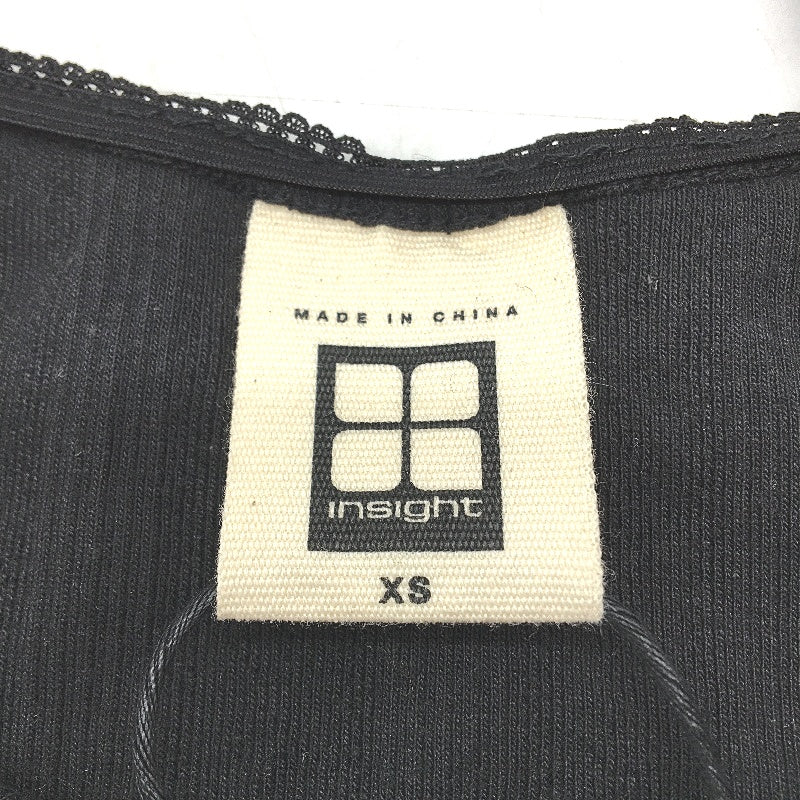 Insight Thrills Pointelle Pitch Black Rose Detail Tank Top Ladies Size XS NEW